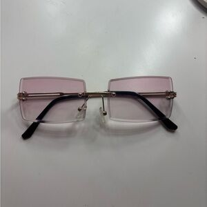Y2K Elegant Pink Rectangular Sunglasses